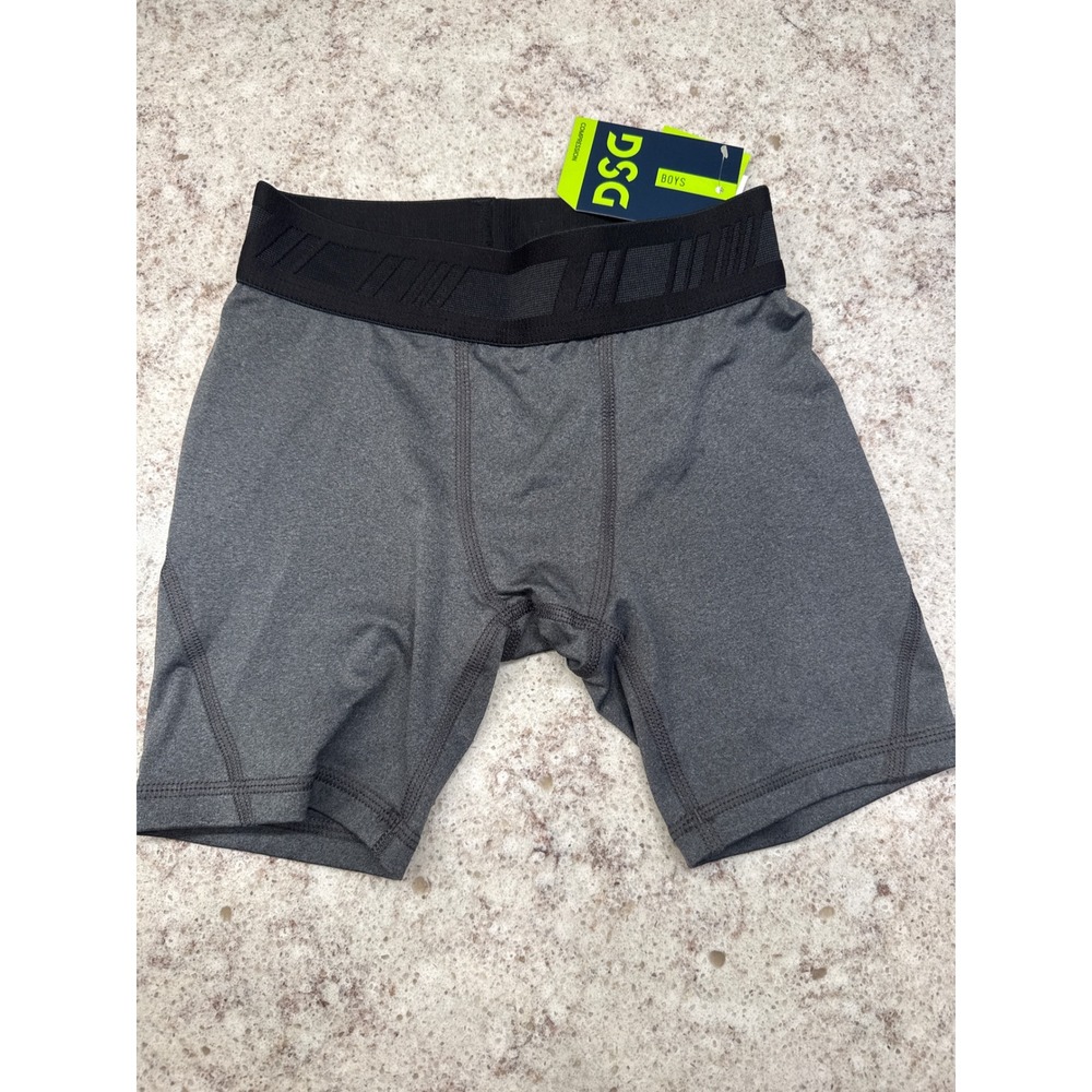 DSG Boys Compression Shorts Dark Heather Grey Size Small 8-9 NWT Athletic Base
